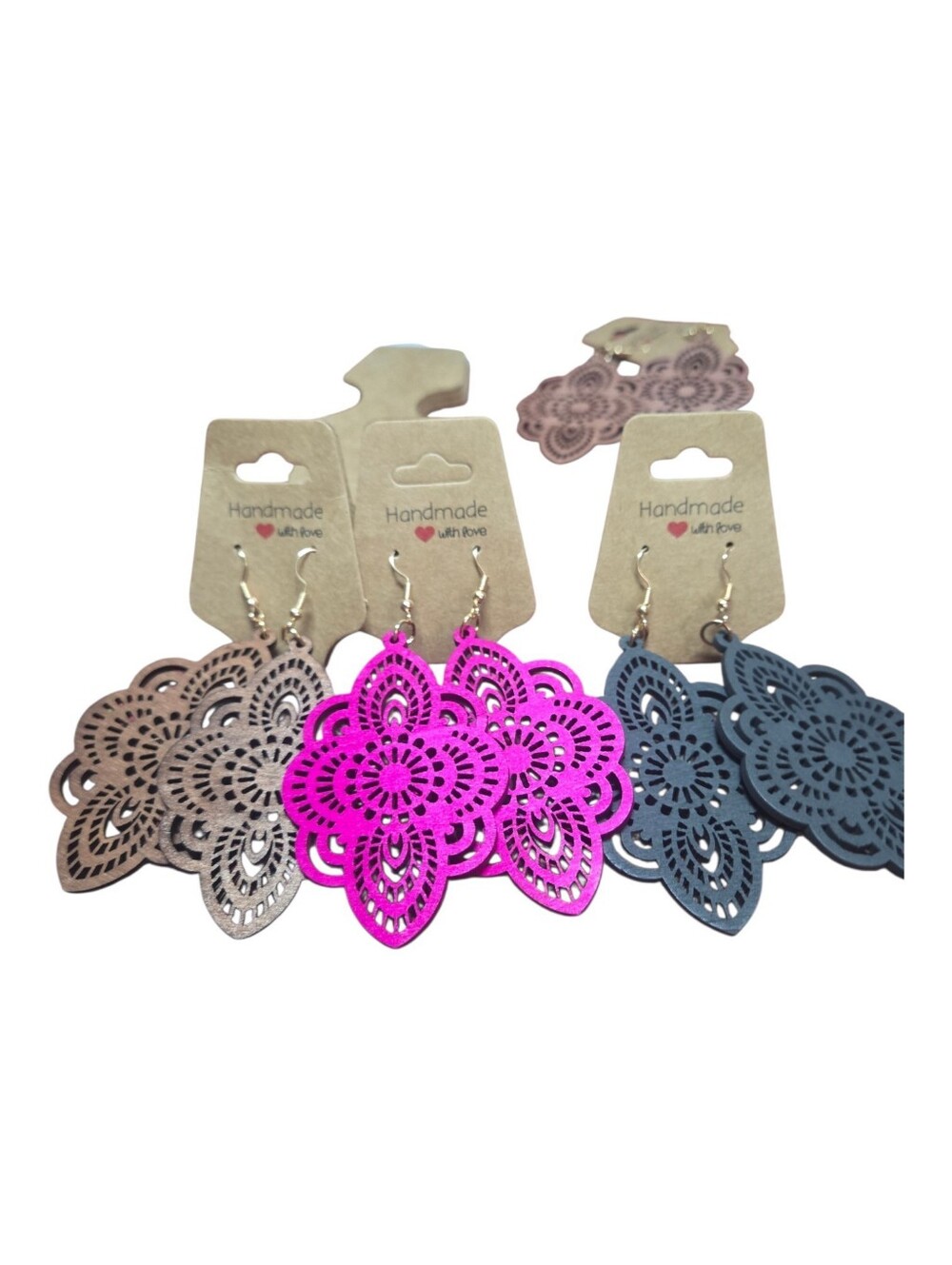 Handmade Mandala Cutout Earrings – Boho Lightweight Dangle. 747